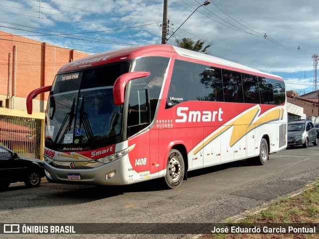 Viação Smart Transporte e Turismo 1408 na cidade de Monte Mor, São Paulo, Brasil, por José Eduardo Garcia Pontual. ID da foto: 10764088.