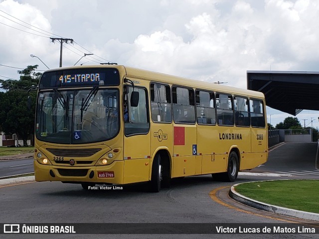 TCGL - Transportes Coletivos Grande Londrina 3365 na cidade de Londrina, Paraná, Brasil, por Victor Lucas de Matos Lima. Número da foto: #10772789.