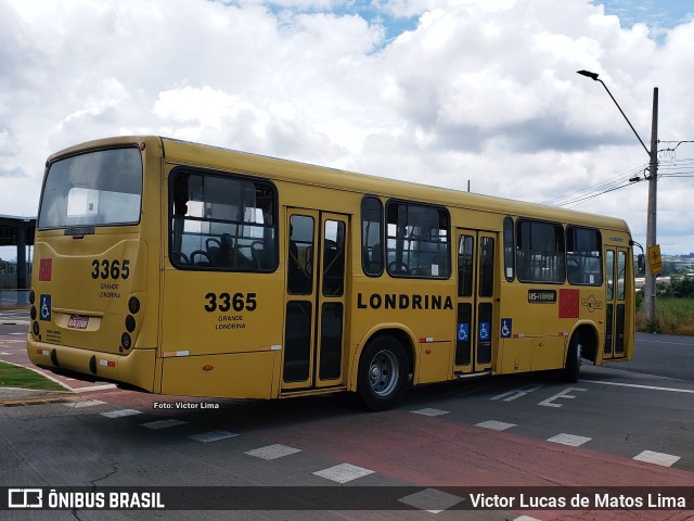 TCGL - Transportes Coletivos Grande Londrina 3365 na cidade de Londrina, Paraná, Brasil, por Victor Lucas de Matos Lima. Número da foto: #10772795.