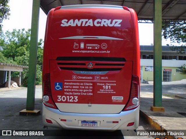 Viação Santa Cruz 30123 na cidade de Três Corações, Minas Gerais, Brasil, por Fábio Mateus Tibúrcio. ID da foto: 10777781.