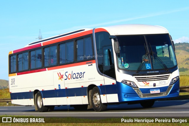 Solazer Transportes e Turismo 3078 na cidade de Resende, Rio de Janeiro, Brasil, por Paulo Henrique Pereira Borges. Número da foto: #10783368.
