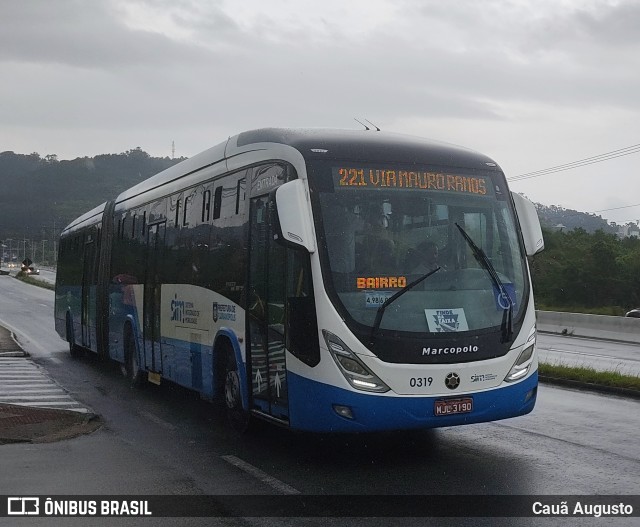 Transol Transportes Coletivos 0319 na cidade de Florianópolis, Santa Catarina, Brasil, por Cauã Augusto. Número da foto: #10784424.