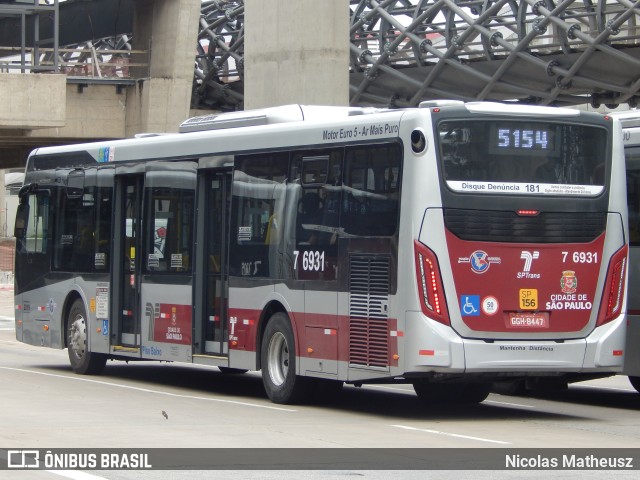 Viação Gatusa Transportes Urbanos 7 6931 na cidade de São Paulo, São Paulo, Brasil, por Nicolas Matheusz. Número da foto: #10784691.