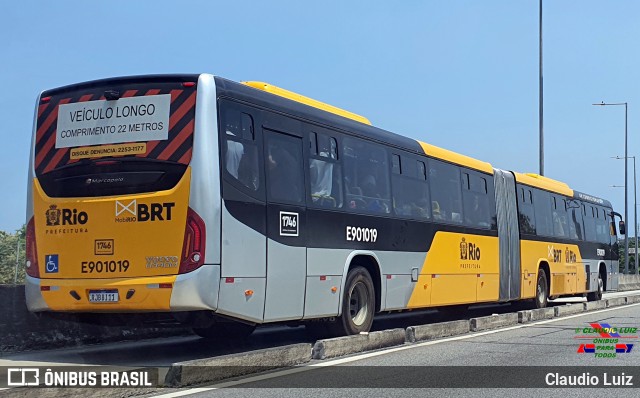 Mobi Rio E901019 na cidade de Rio de Janeiro, Rio de Janeiro, Brasil, por Claudio Luiz. Número da foto: #10790625.