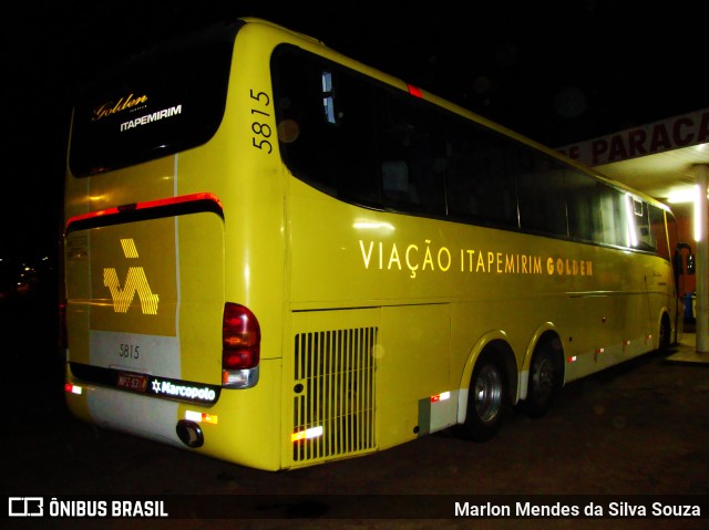 Viação Itapemirim 5815 na cidade de Cristalina, Goiás, Brasil, por Marlon Mendes da Silva Souza. ID da foto: 10788448.