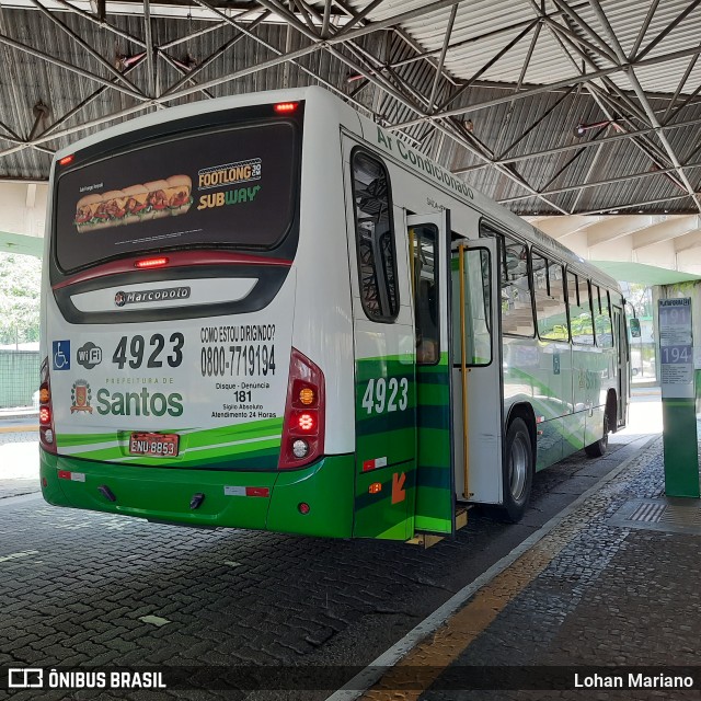 Viação Piracicabana Santos 4923 na cidade de Santos, São Paulo, Brasil, por Lohan Mariano. Número da foto: #10805422.