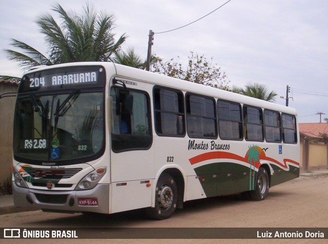 Viação Montes Brancos 832 na cidade de Araruama, Rio de Janeiro, Brasil, por Luiz Antonio Doria. ID da foto: 10803978.