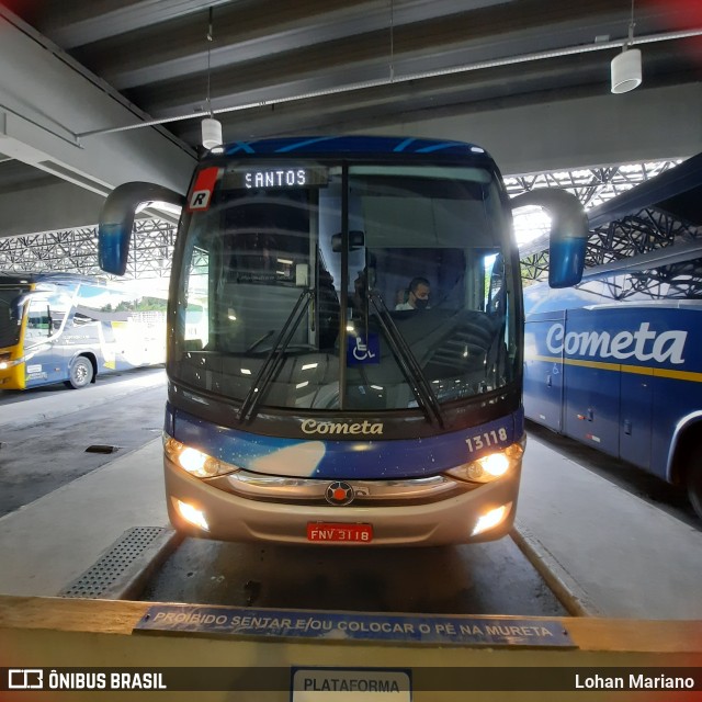 Viação Cometa 13118 na cidade de Santos, São Paulo, Brasil, por Lohan Mariano. Número da foto: #10803715.