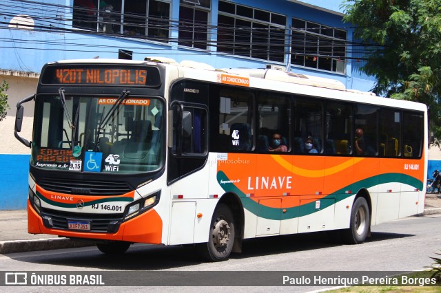 Linave Transportes RJ 146.001 na cidade de Mesquita, Rio de Janeiro, Brasil, por Paulo Henrique Pereira Borges. Número da foto: #10816889.