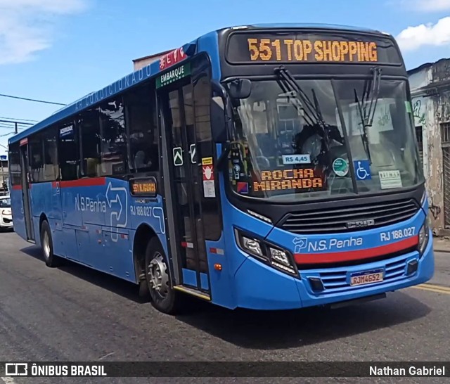 Viação Nossa Senhora da Penha RJ 188.027 na cidade de Rio de Janeiro, Rio de Janeiro, Brasil, por Nathan Gabriel. Número da foto: #10819910.
