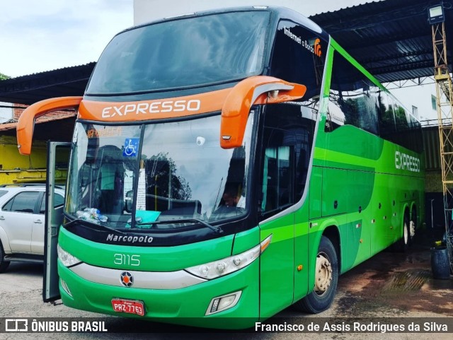 Expresso Transporte e Turismo Ltda. 3115 na cidade de Goiânia, Goiás, Brasil, por Francisco de Assis Rodrigues da Silva. ID da foto: 10824140.