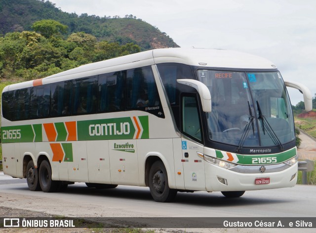 Empresa Gontijo de Transportes 21655 na cidade de Antônio Dias, Minas Gerais, Brasil, por Gustavo César A.  e Silva. ID da foto: 10736018.