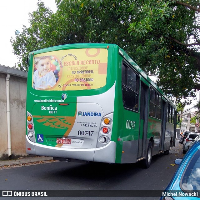 BBTT - Benfica Barueri Transporte e Turismo 00747 na cidade de Jandira, São Paulo, Brasil, por Michel Nowacki. ID da foto: 10828086.