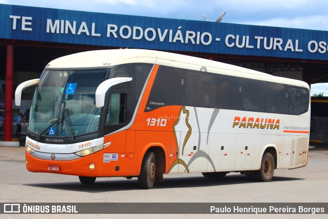 Viação Paraúna 1310 na cidade de Caldas Novas, Goiás, Brasil, por Paulo Henrique Pereira Borges. ID da foto: 10827964.