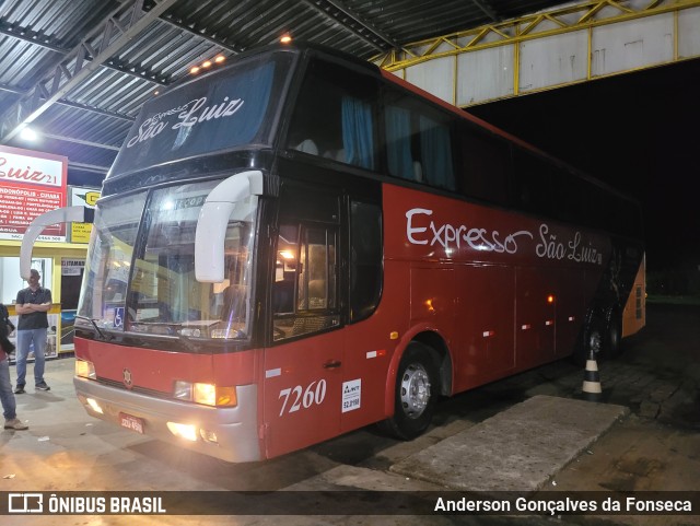 Expresso São Luiz 7260 na cidade de Santa Rita do Araguaia, Goiás, Brasil, por Anderson Gonçalves da Fonseca. Número da foto: #10828932.