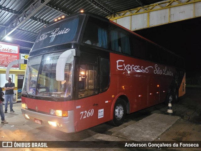 Expresso São Luiz 7260 na cidade de Santa Rita do Araguaia, Goiás, Brasil, por Anderson Gonçalves da Fonseca. ID da foto: 10828932.