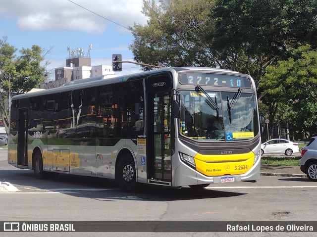 Viação Metrópole Paulista - Zona Leste 3 2634 na cidade de São Paulo, São Paulo, Brasil, por Rafael Lopes de Oliveira. ID da foto: 10830211.