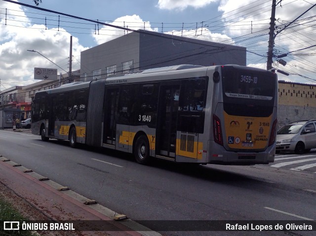 Viação Metrópole Paulista - Zona Leste 3 1840 na cidade de São Paulo, São Paulo, Brasil, por Rafael Lopes de Oliveira. ID da foto: 10830223.