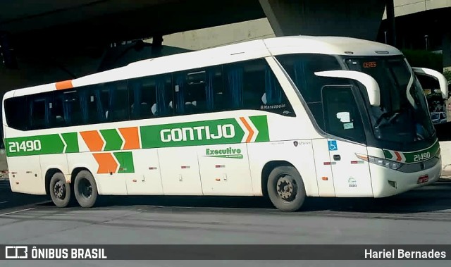 Empresa Gontijo de Transportes 21490 na cidade de Belo Horizonte, Minas Gerais, Brasil, por Hariel Bernades. ID da foto: 10738475.