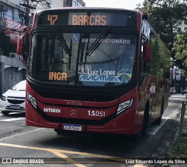 Viação Araçatuba 1.5.051 na cidade de Niterói, Rio de Janeiro, Brasil, por Luiz Eduardo Lopes da Silva. Número da foto: #10742498.