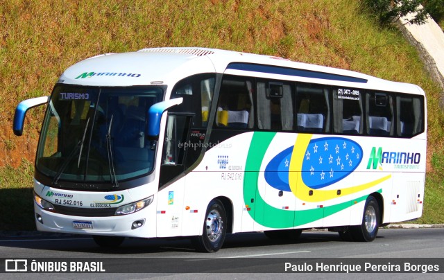 Marinho Transporte e Turismo RJ 542.016 na cidade de Piraí, Rio de Janeiro, Brasil, por Paulo Henrique Pereira Borges. Número da foto: #10749432.