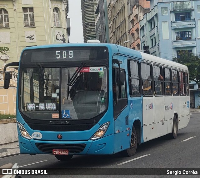 Nova Transporte 22195 na cidade de Vitória, Espírito Santo, Brasil, por Sergio Corrêa. ID da foto: 10749505.