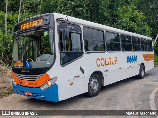 Colitur Transportes Rodoviários RJ 116.002 na cidade de Paraty, Rio de Janeiro, Brasil, por Mateus Machado. ID da foto: 10752549.