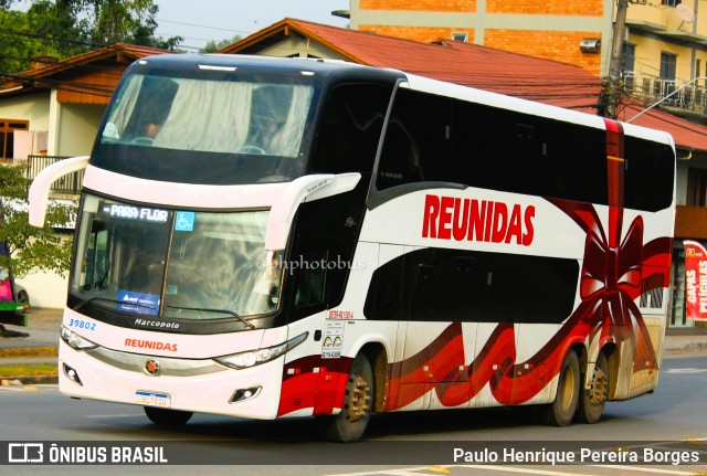 Reunidas Transportes Coletivos 39802 na cidade de Blumenau, Santa Catarina, Brasil, por Paulo Henrique Pereira Borges. ID da foto: 10752465.