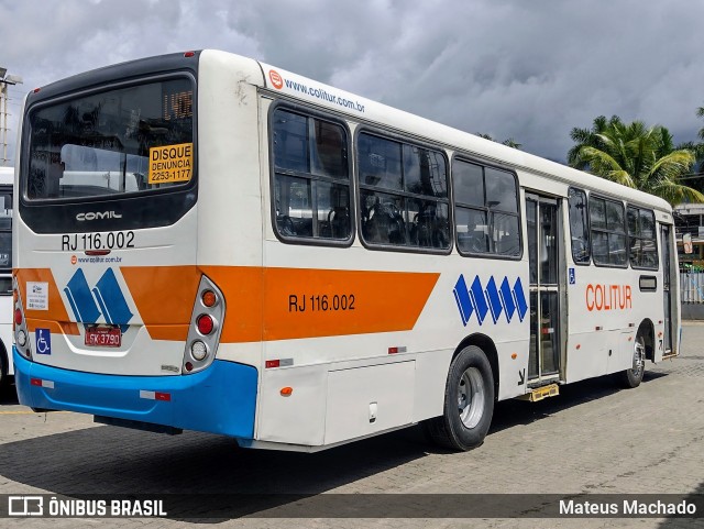 Colitur Transportes Rodoviários RJ 116.002 na cidade de Paraty, Rio de Janeiro, Brasil, por Mateus Machado. ID da foto: 10752582.