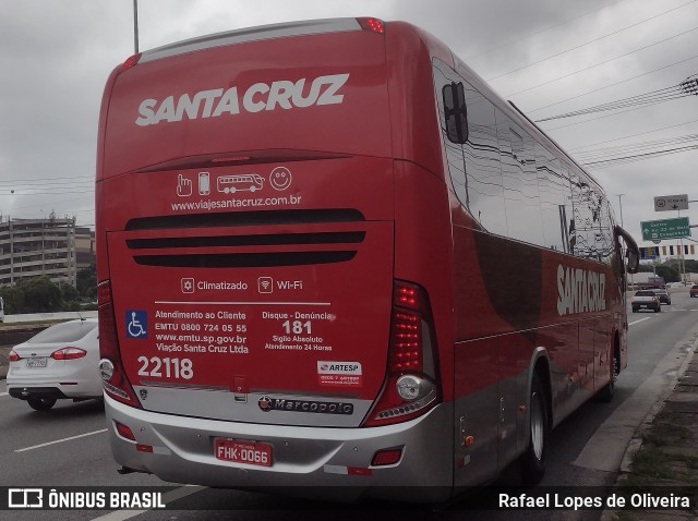 Viação Santa Cruz 22118 na cidade de São Paulo, São Paulo, Brasil, por Rafael Lopes de Oliveira. Número da foto: #10753962.