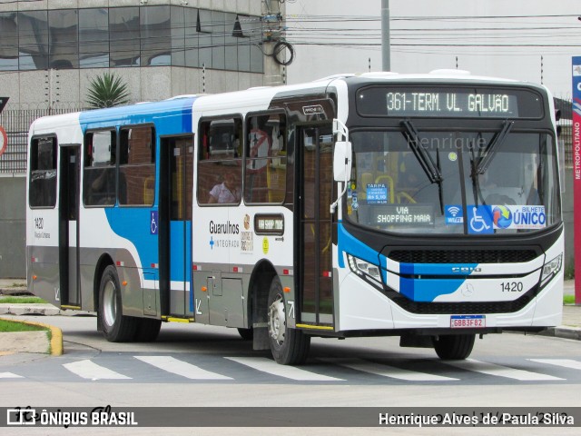 VUG - Viação Urbana Guarulhos 1420 na cidade de Guarulhos, São Paulo, Brasil, por Henrique Alves de Paula Silva. ID da foto: 11502426.