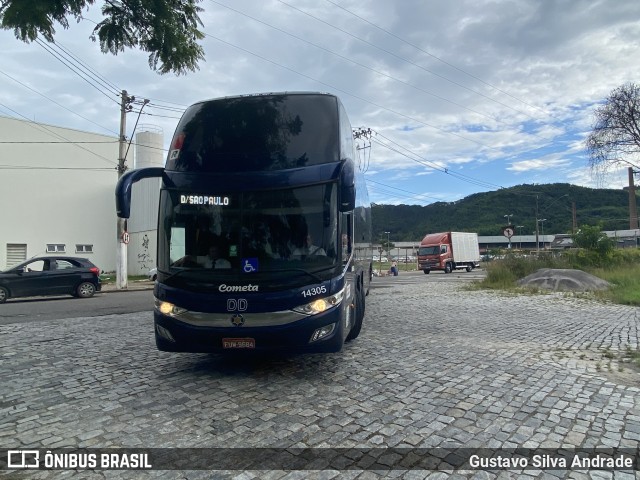 Viação Cometa 14305 na cidade de Juiz de Fora, Minas Gerais, Brasil, por Gustavo Silva Andrade. ID da foto: 11499517.