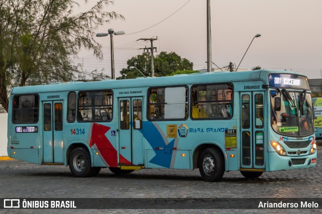 Viação Siará Grande 14314 na cidade de Fortaleza, Ceará, Brasil, por Arianderso Melo. Número da foto: #11502003.