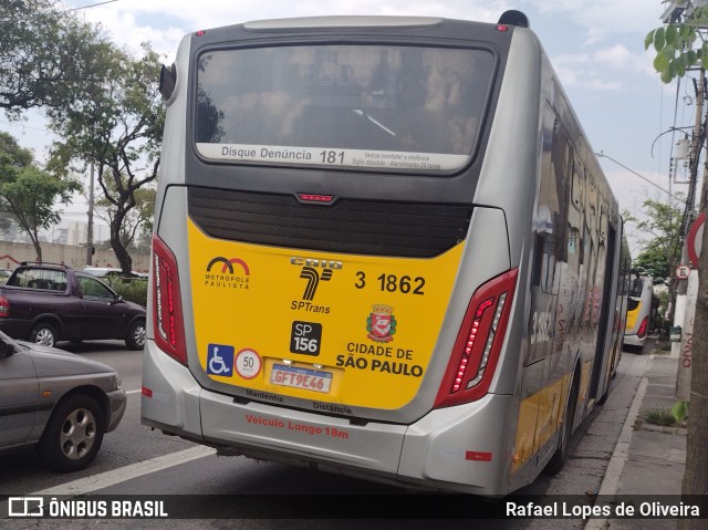 Viação Metrópole Paulista - Zona Leste 3 1862 na cidade de São Paulo, São Paulo, Brasil, por Rafael Lopes de Oliveira. Número da foto: #11500186.