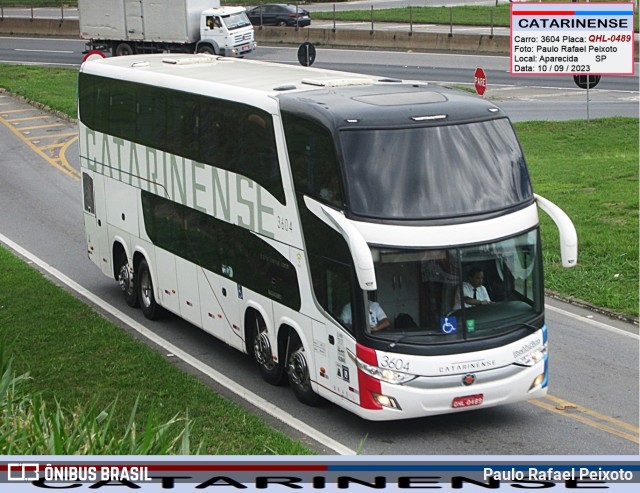 Auto Viação Catarinense 3604 na cidade de Aparecida, São Paulo, Brasil, por Paulo Rafael Peixoto. ID da foto: 11499664.