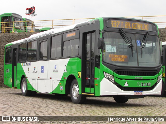 VB Transportes e Turismo 3418 na cidade de Campinas, São Paulo, Brasil, por Henrique Alves de Paula Silva. Número da foto: #11531690.