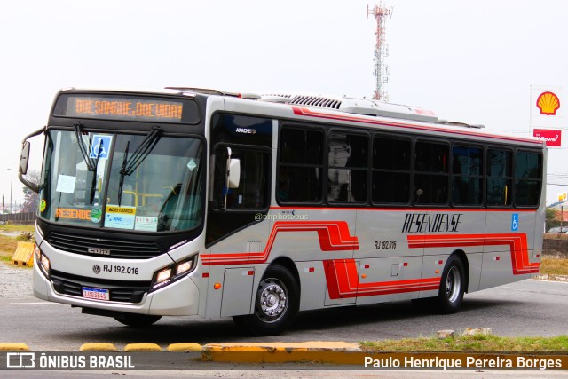 Viação Resendense RJ 192.016 na cidade de Resende, Rio de Janeiro, Brasil, por Paulo Henrique Pereira Borges. Número da foto: #11536206.