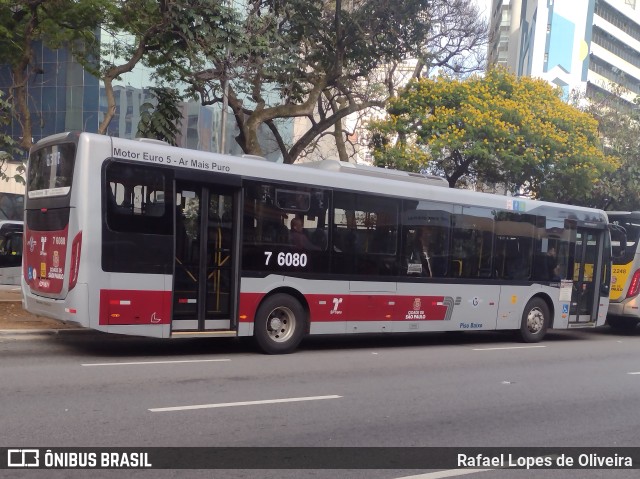 Viação Gatusa Transportes Urbanos 7 6080 na cidade de São Paulo, São Paulo, Brasil, por Rafael Lopes de Oliveira. ID da foto: 11539380.