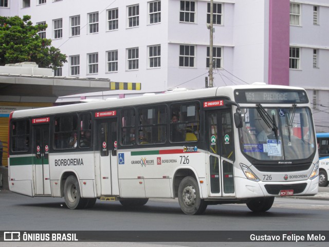 Borborema Imperial Transportes 726 na cidade de Recife, Pernambuco, Brasil, por Gustavo Felipe Melo. ID da foto: 11545129.