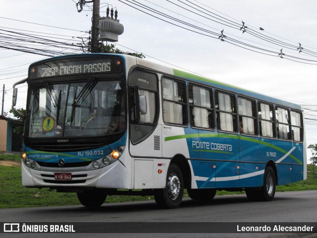 Viação Ponte Coberta RJ 190.032 na cidade de Rio de Janeiro, Rio de Janeiro, Brasil, por Leonardo Alecsander. ID da foto: 11548971.