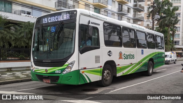 Viação Piracicabana Santos 4913 na cidade de Santos, São Paulo, Brasil, por Daniel Clemente. Número da foto: #11548720.