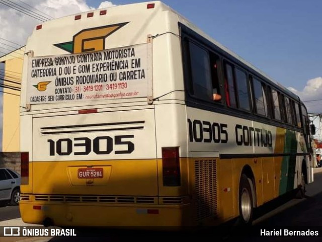 Empresa Gontijo de Transportes 10305 na cidade de Ribeirão das Neves, Minas Gerais, Brasil, por Hariel Bernades. ID da foto: 11551314.