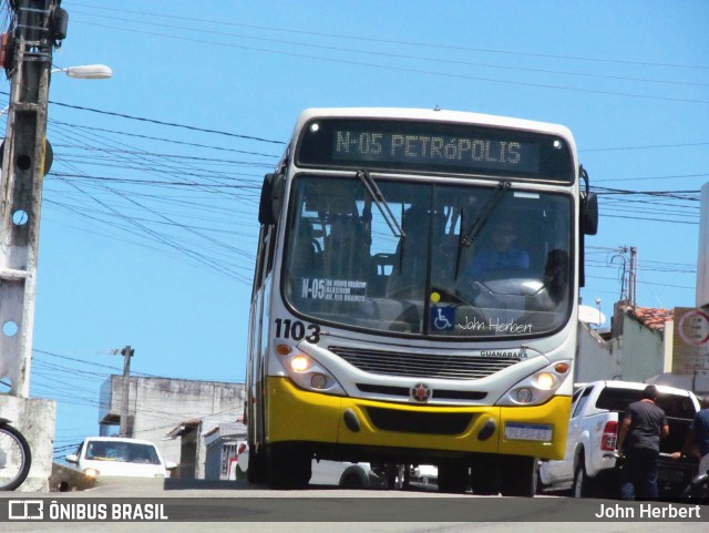 Transportes Guanabara 1103 na cidade de Natal, Rio Grande do Norte, Brasil, por John Herbert. ID da foto: 11555469.