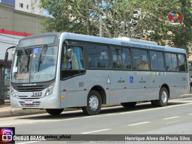 VB Transportes e Turismo 3408 na cidade de Campinas, São Paulo, Brasil, por Henrique Alves de Paula Silva. Número da foto: #11557820.