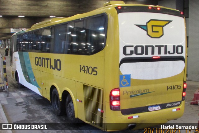 Empresa Gontijo de Transportes 14105 na cidade de Belo Horizonte, Minas Gerais, Brasil, por Hariel Bernades. ID da foto: 11563132.