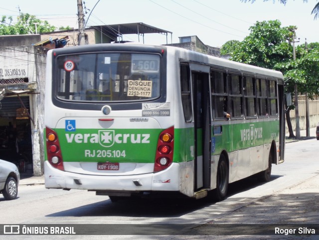 Viação Vera Cruz RJ 205.104 na cidade de Rio de Janeiro, Rio de Janeiro, Brasil, por Roger Silva. ID da foto: 11570590.