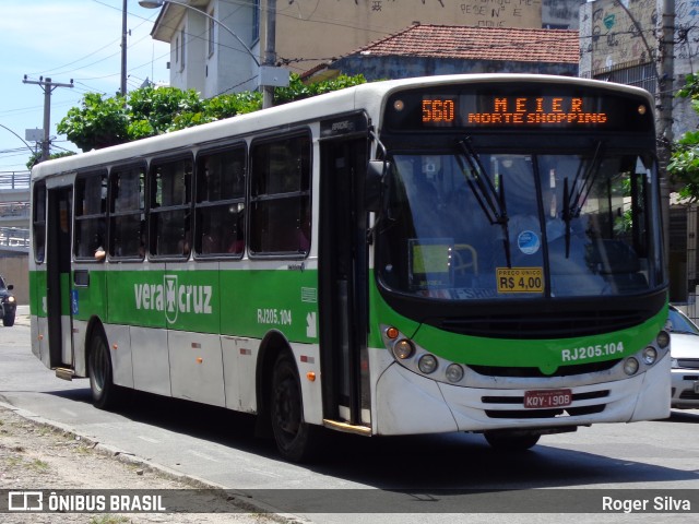 Viação Vera Cruz RJ 205.104 na cidade de Rio de Janeiro, Rio de Janeiro, Brasil, por Roger Silva. ID da foto: 11570589.