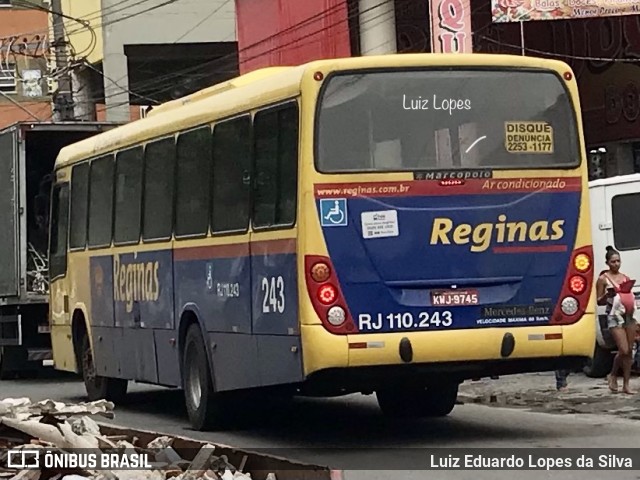 Auto Viação Reginas RJ 110.243 na cidade de Duque de Caxias, Rio de Janeiro, Brasil, por Luiz Eduardo Lopes da Silva. ID da foto: 11575680.