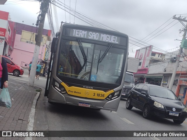 Viação Metrópole Paulista - Zona Leste 3 1836 na cidade de São Paulo, São Paulo, Brasil, por Rafael Lopes de Oliveira. Número da foto: #11575791.