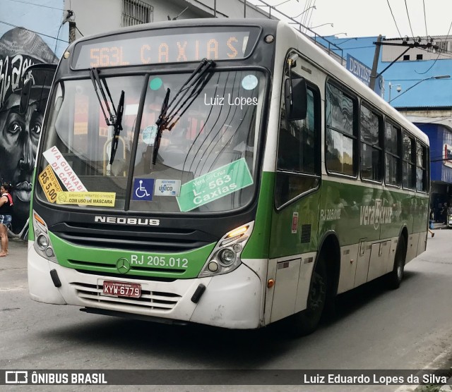 Viação Vera Cruz RJ 205.012 na cidade de Duque de Caxias, Rio de Janeiro, Brasil, por Luiz Eduardo Lopes da Silva. Número da foto: #11573929.